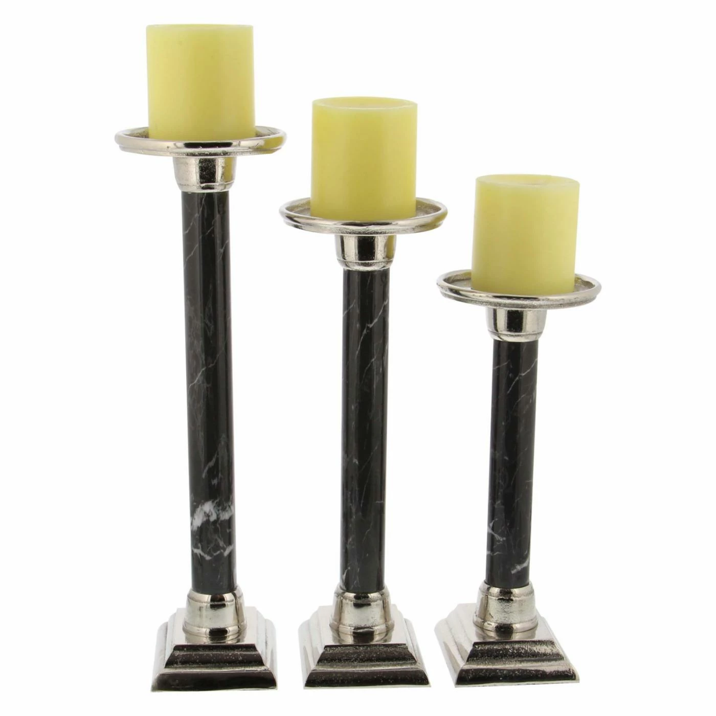 Wholesale ๐ Pillar DecMode Traditional Aluminum And Iron Candle Holders - Set Of 3 โค๏ธ 2 Wholesale ๐ Pillar DecMode Traditional Aluminum And Iron Candle Holders - Set Of 3 โค๏ธ - Image 2