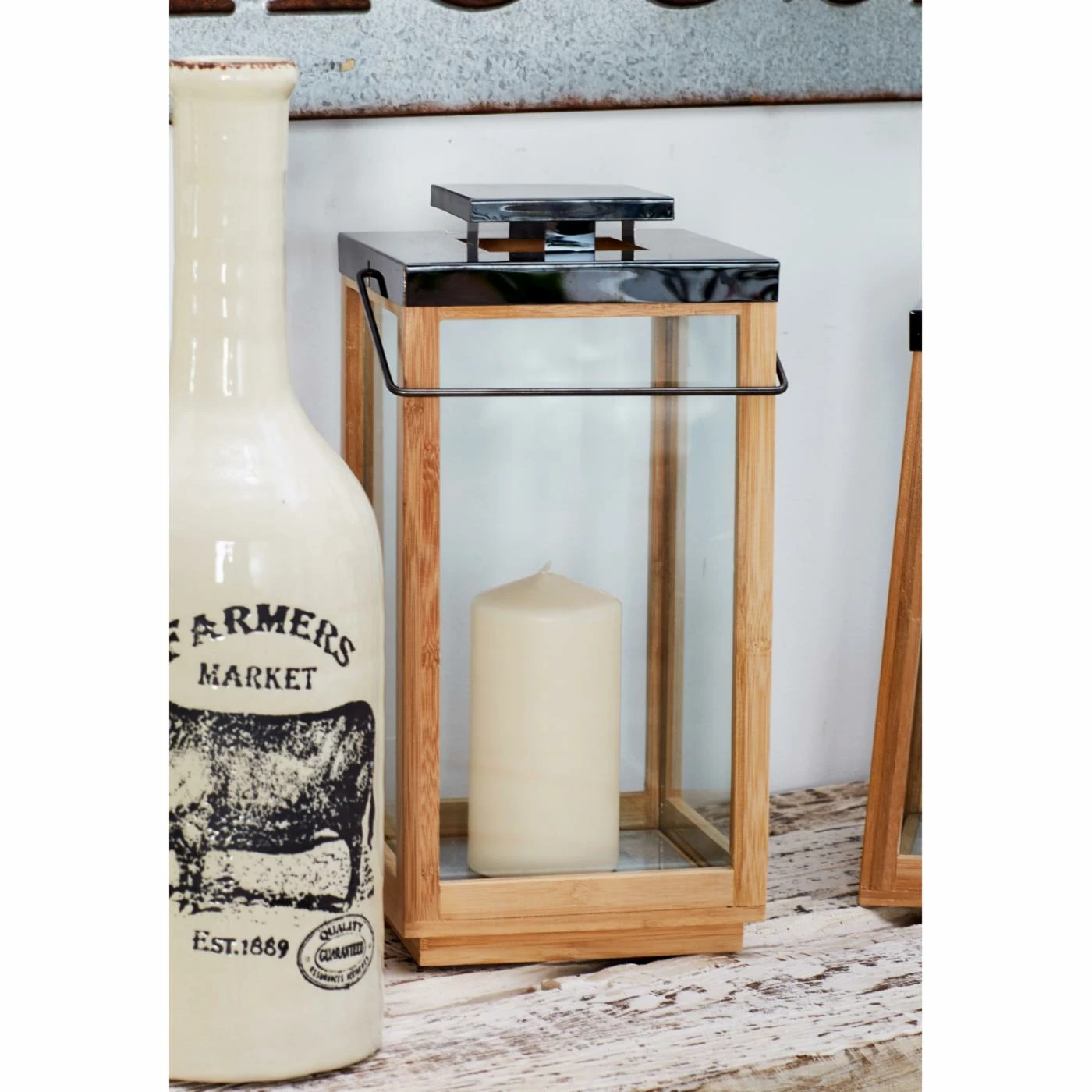 Cheapest 🔥 DecMode Contemporary Bamboo And Stainless Steel Tapered Lantern 💯 2 Cheapest 🔥 DecMode Contemporary Bamboo And Stainless Steel Tapered Lantern 💯 - Image 2