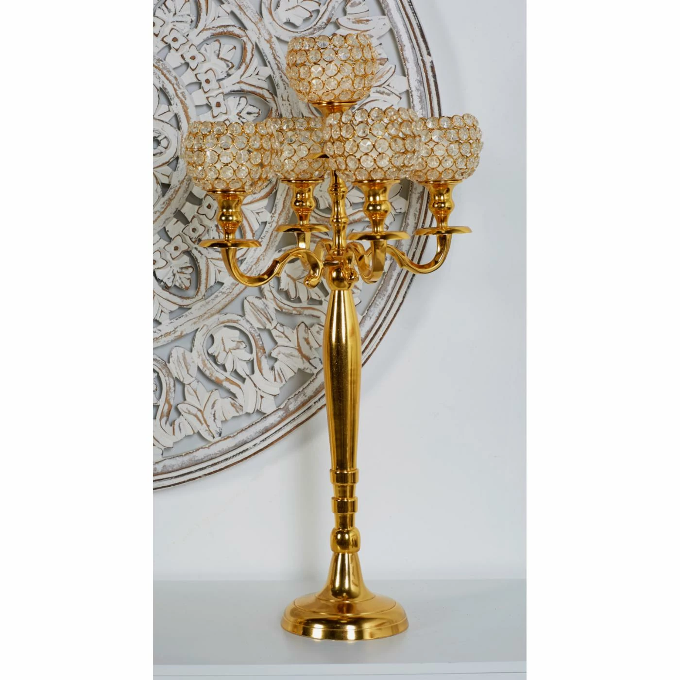 Deals 😍 Candelabras DecMode Aluminum Gold 5 Light Beaded Candelabra 🌟 2 Deals 😍 Candelabras DecMode Aluminum Gold 5 Light Beaded Candelabra 🌟 - Image 2