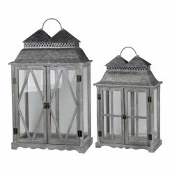 New 💯 A & B Home A & B Home Silver Scape Indoor Lanterns - Set Of 2 🥰