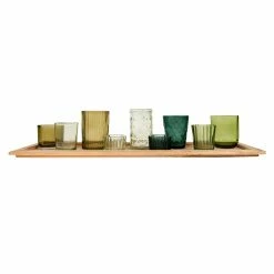 Cheap 🎉 3R Studios Wood Tray With 9 Green Glass Votive Holders ⌛