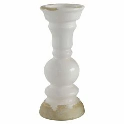 Cheapest 🎉 3R Studios Distressed White Stoneware Pillar Holder 🔔