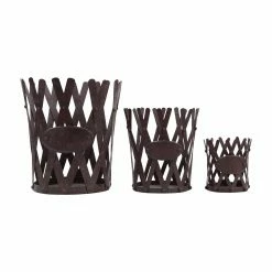 Best reviews of ✨ Pillar 3R Studios Distressed Brown Metal Candle Holder With Accordion Style Sides - Set Of 3 🛒