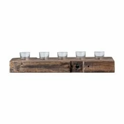 Buy 😉 3R Studios Reclaimed Wood Holder With 5 Clear Glass Votives 🌟