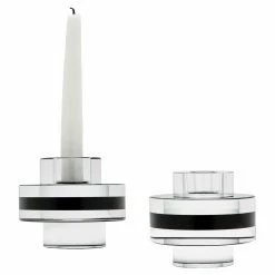 Promo ❤️ Dimond Home Taper ELK Lighting Round Crystal Tuxedo Pedestal Candle Holders - Set Of 2 ⌛