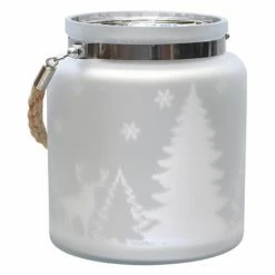 Deals ❤️ Northlight Reindeer And Tree Mercury Glass 🔔 Christmas Pillar Candle Holder With Handle ⌛