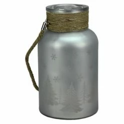 Brand new 🛒 Northlight Trees And Snowflakes Pillar Candle Holder With Handle 😍