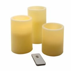 Brand new 🎉 Flameless & LED Lumabase LED Remote Control Round Wax Candles - Set Of 3 ⌛
