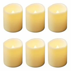 New โค๏ธ LumaBase Battery Operated Mini Amber Pillar Candles - Set Of 6 โจ