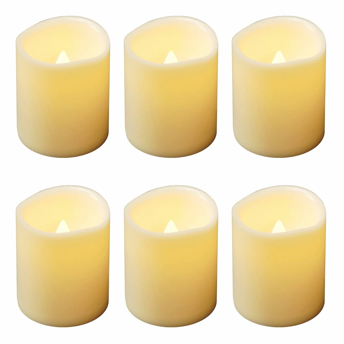 New ❤️ LumaBase Battery Operated Mini Amber Pillar Candles - Set Of 6 ✨ 1 New ❤️ LumaBase Battery Operated Mini Amber Pillar Candles - Set Of 6 ✨