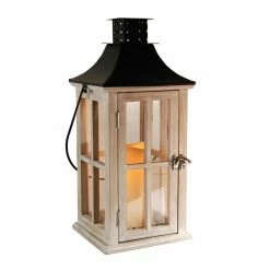 Flash Sale ๐ฅ LumaBase White Wooden Lantern With LED Candle ๐