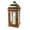Flash Sale 😍 LumaBase Brown And Copper Wooden Lantern With LED Candle 🔥