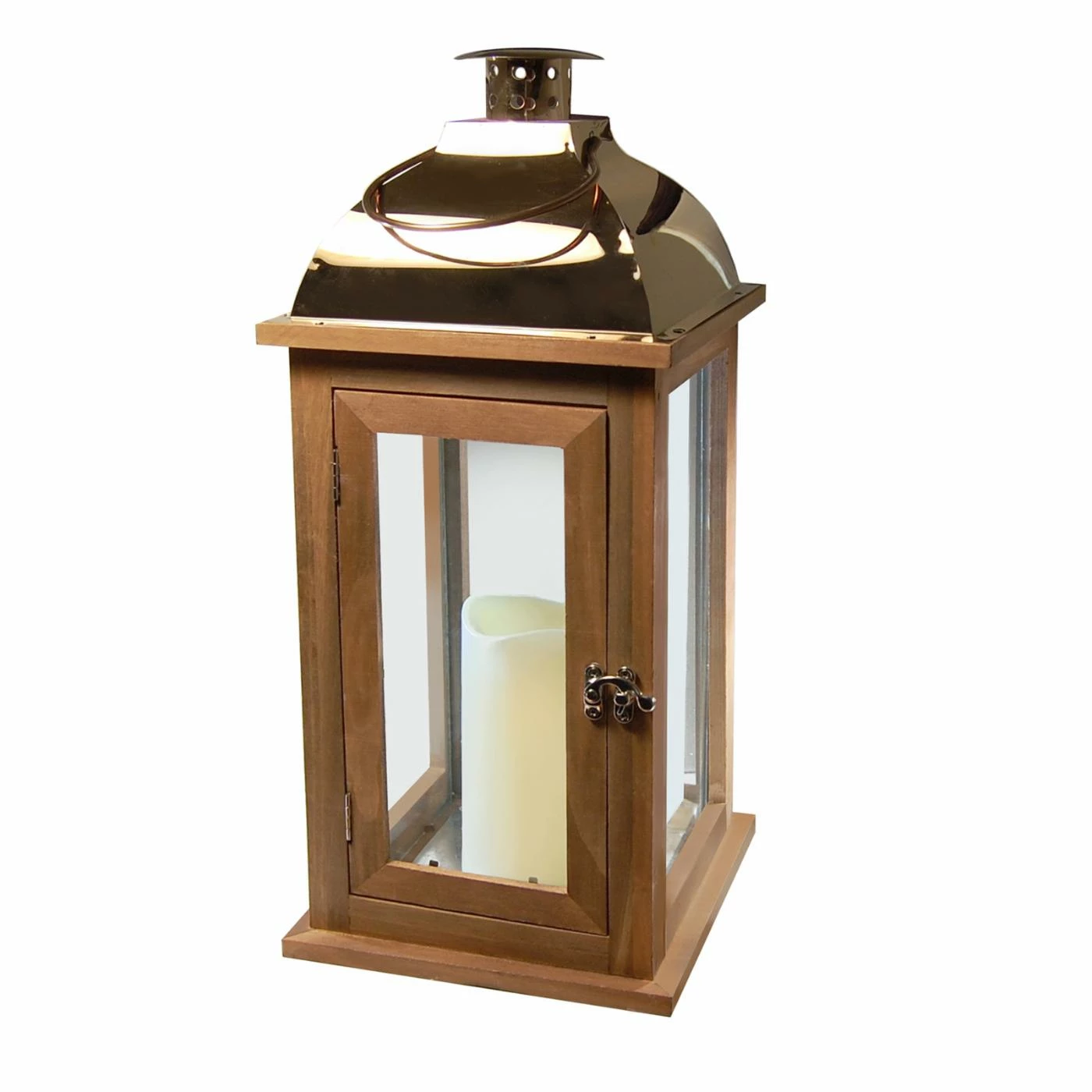 Flash Sale 😍 LumaBase Brown And Copper Wooden Lantern With LED Candle 🔥 1 Flash Sale 😍 LumaBase Brown And Copper Wooden Lantern With LED Candle 🔥