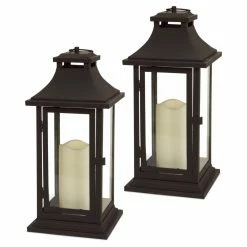 Buy ✔️ Melrose International Lantern With LED Candle - Set Of 2 😀