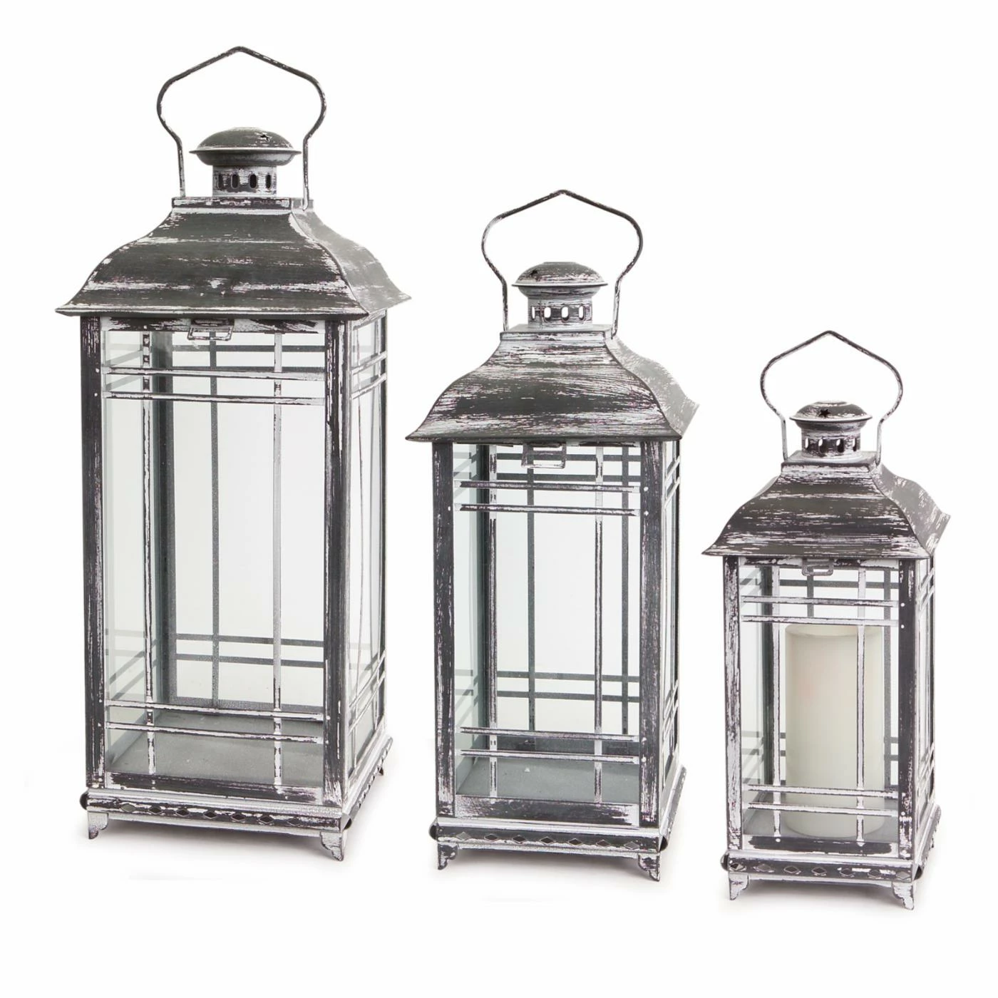 Hot Sale ๐ Melrose International Gray Lantern - Set Of 3 ๐งจ 1 Hot Sale ๐ Melrose International Gray Lantern - Set Of 3 ๐งจ