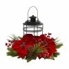 Wholesale ⭐ Centerpieces Nearly Natural Poinsettia Berry Pine Artificial Arrangement Candelabrum 👏