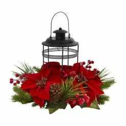 Wholesale ⭐ Centerpieces Nearly Natural Poinsettia Berry Pine Artificial Arrangement Candelabrum 👏