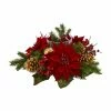 Cheapest 🛒 Centerpieces Nearly Natural Poinsettia Berry And Golden Pine Cone Artificial Arrangement Candelabrum 🧨