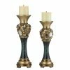 Wholesale 🥰 Pillar ORE International 16 In. Sedona Marbelized Green Gold Footed Candleholder Set Of 2 ✔️