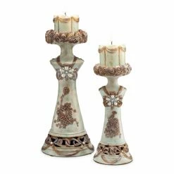 Best reviews of ❤️ ORE International Pillar Vintage Rose Candleholder - Set Of 2 🛒