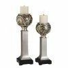 Deals 🔥 ORE International Pillar Silver Vine Candleholders - Set Of 2 🌟
