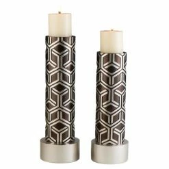 Buy 🥰 Pillar Ore International Chestnut Bamboo Weave Candleholders - Set Of 2 🥰