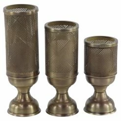 Best Pirce ๐ DecMode Mesh Pillar Candle Holders - Set Of 3 ๐