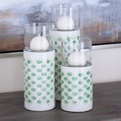 Hot Sale 🧨 Pillar DecMode Lattice Ceramic Candle Holders - Set Of 3 😍