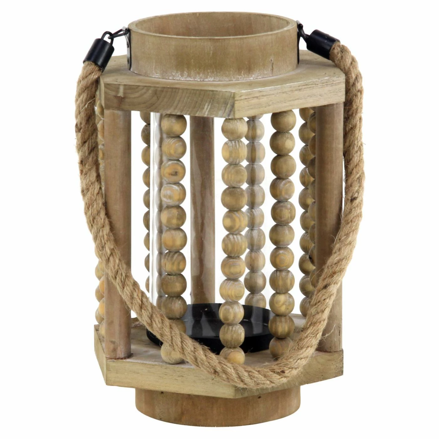 Promo 🎁 DecMode Rustic Wood And Glass Votive Candle Lantern With A Rope Handle 🔥 1 Promo 🎁 DecMode Rustic Wood And Glass Votive Candle Lantern With A Rope Handle 🔥