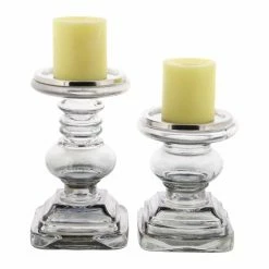 Buy ๐ Votive DecMode Traditional Glass Baluster Inspired Candle Holders - Set Of 2 ๐คฉ