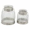 Brand new ❤️ Hurricane DecMode Clear Glass Jar Candle Holders With Iron Handles - Set Of 2 🌟