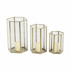 Best Sale 🔔 CosmoLiving By Cosmopolitan Modern Hexagon Lantern Candleholder - Set Of 3 👍