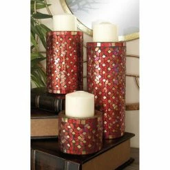 Coupon ❤️ Pillar DecMode Mosaic Metal Candle Holder - Set Of 3 💯