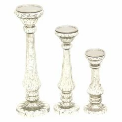 Buy 💯 Pillar DecMode 28884 Candle Holder - Set Of 3 ✨