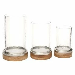 Promo 👍 DecMode Hurricane Glass Candle Holder - Set Of 3 ❤️