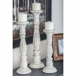 Flash Sale 🔥 Pillar DecMode 21-in. Traditional Wood Candle Holder - Set Of 3 🎁