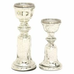 Best Pirce โญ Pillar DecMode 12-in. Glass Candle Holder - Set Of 2 ๐งจ