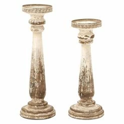 Wholesale 🤩 Pillar DecMode 15-in. Wood Candle Holder - Set Of 2 💯