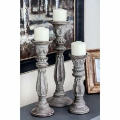 Top 10 🌟 Pillar DecMode 18-in. Traditional Wood Candle Holder - Set Of 3 🔔