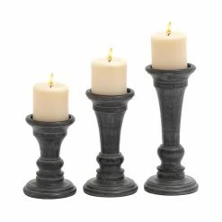 Cheapest 🤩 Pillar DecMode 10-in. Traditional Wood Candle Holder - Set Of 3 🤩