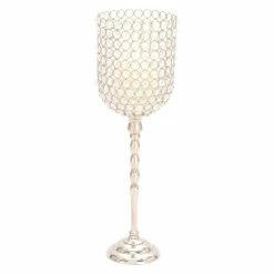 Coupon 🥰 Hurricane DecMode 19-in. Aluminum Crystal Candle Holder 🧨