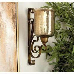 Cheapest 🔔 DecMode Scrolled Metal And Glass Wall Sconce ❤️