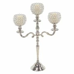Best deal ❤️ Candelabras DecMode Traditional 3-Bobeche Aluminum And Acrylic Beaded Candelabra 🔥