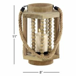Promo 🎁 DecMode Rustic Wood And Glass Votive Candle Lantern With A Rope Handle 🔥 9 Promo 🎁 DecMode Rustic Wood And Glass Votive Candle Lantern With A Rope Handle 🔥 -Candle Holders Sales scaleUMA10826