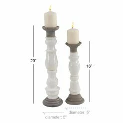 Best reviews of 💯 DecMode 2 Piece Rustic Stoneware Pillar Candle Holder Set ❤️ -Candle Holders Sales scaleUMA11027