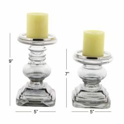 Buy 🌟 Votive DecMode Traditional Glass Baluster Inspired Candle Holders - Set Of 2 🤩 -Candle Holders Sales scaleUMA11575