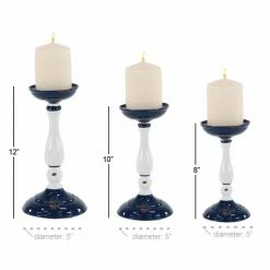 Promo 😀 Pillar DecMode White And Blue Metal Candle Holder - Set Of 3 ⌛ 9 Promo 😀 Pillar DecMode White And Blue Metal Candle Holder - Set Of 3 ⌛ -Candle Holders Sales scaleUMA12441